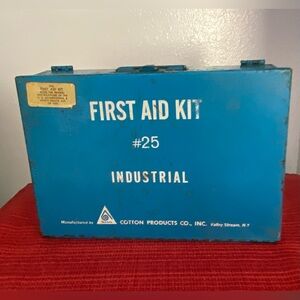Vintage Acme Blue First Aid Kit with Supplies